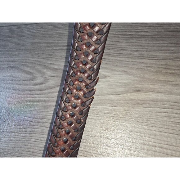 Fossil Mens Genuine Leather Braided Belt Size 36 Brown - Picture 4 of 5